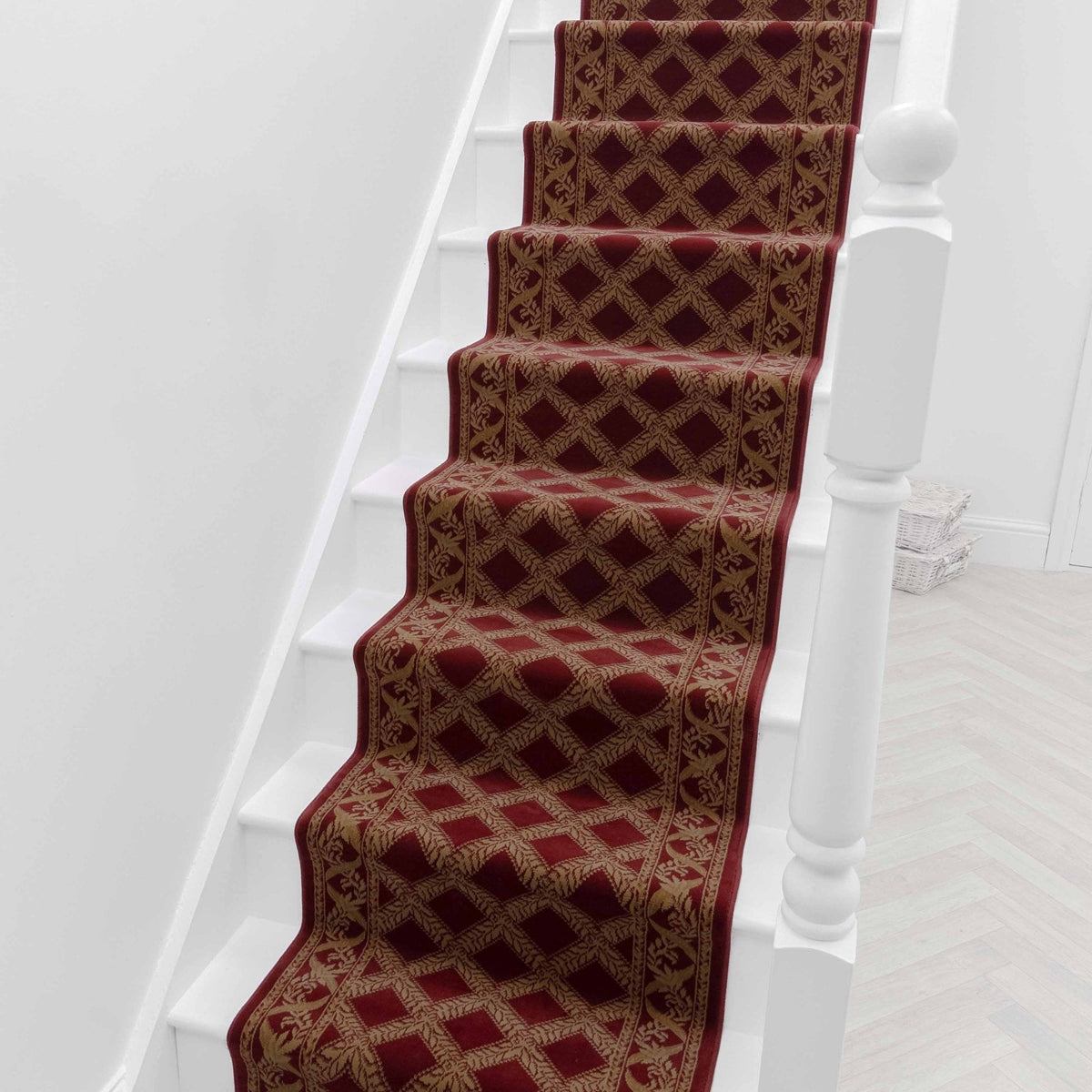 Garden Trellis Red Satin Stair Runner