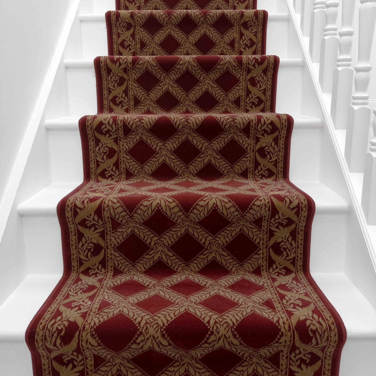 Garden Trellis Red Satin Stair Runner