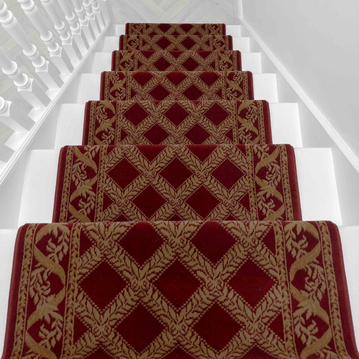Garden Trellis Red Satin Stair Runner