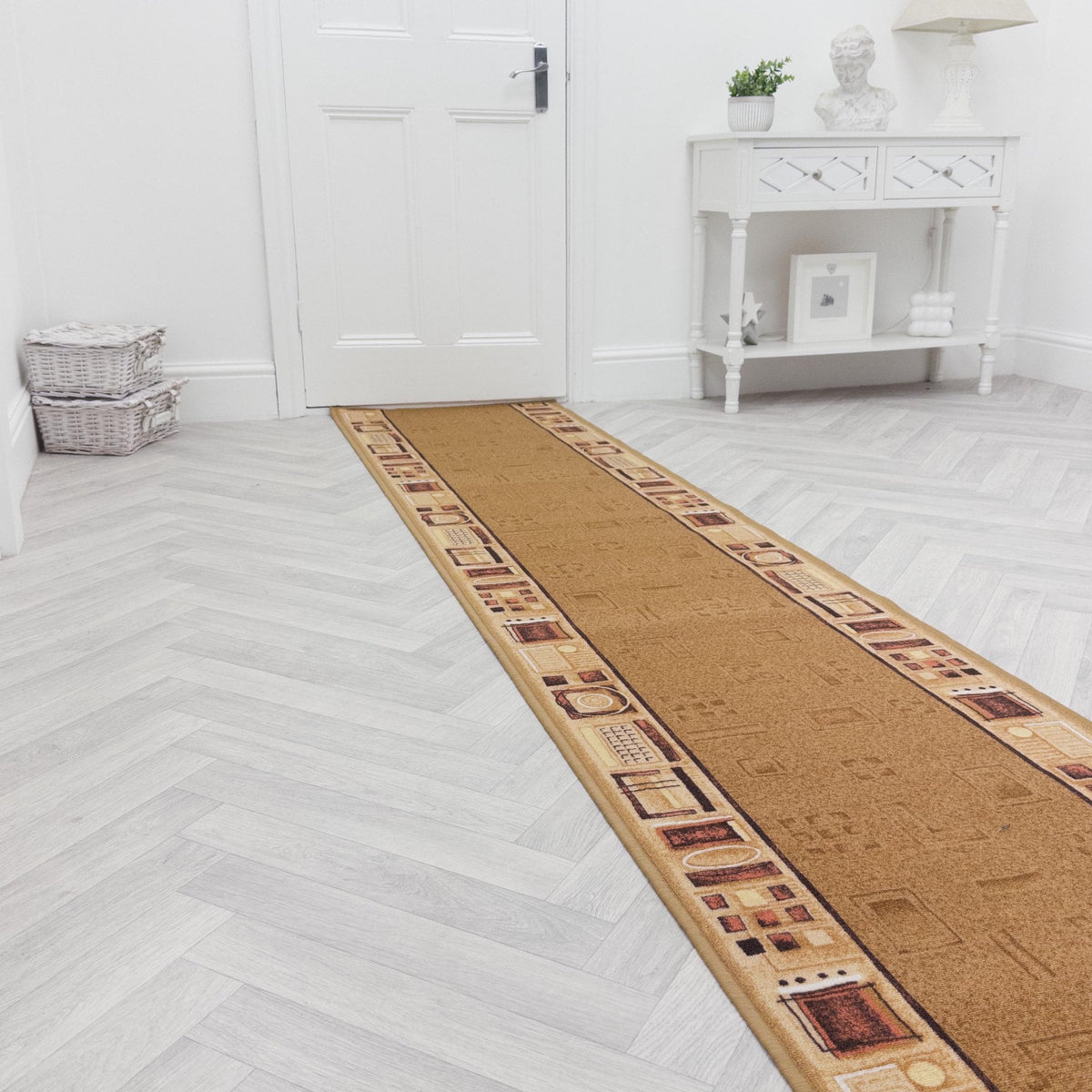 Jena Beige Hallway Carpet Runner
