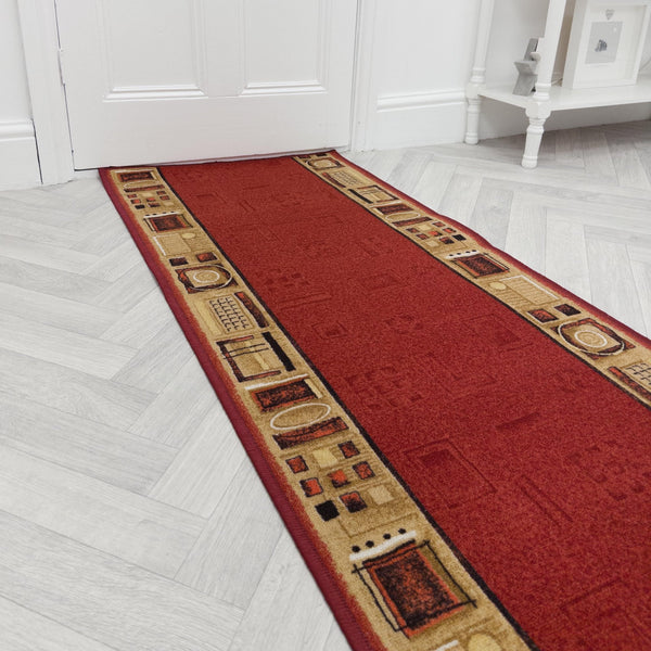 Jena Red Hallway Carpet Runner
