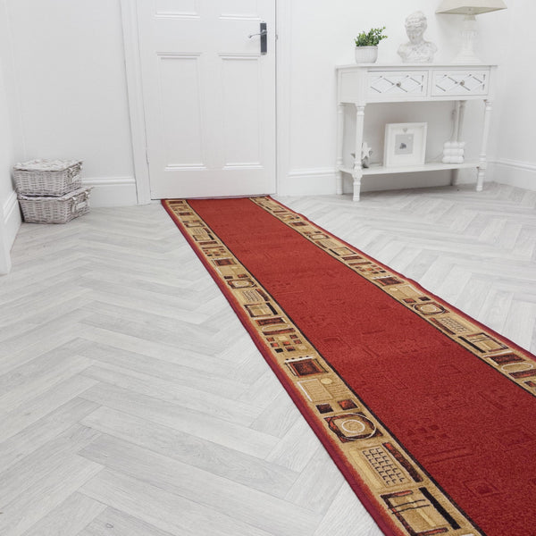 Jena Red Hallway Carpet Runner