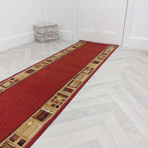 Jena Red Hallway Carpet Runner