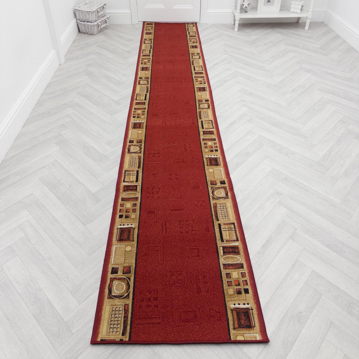 Jena Red Hallway Carpet Runner