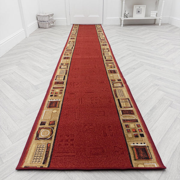 Jena Red Hallway Carpet Runner