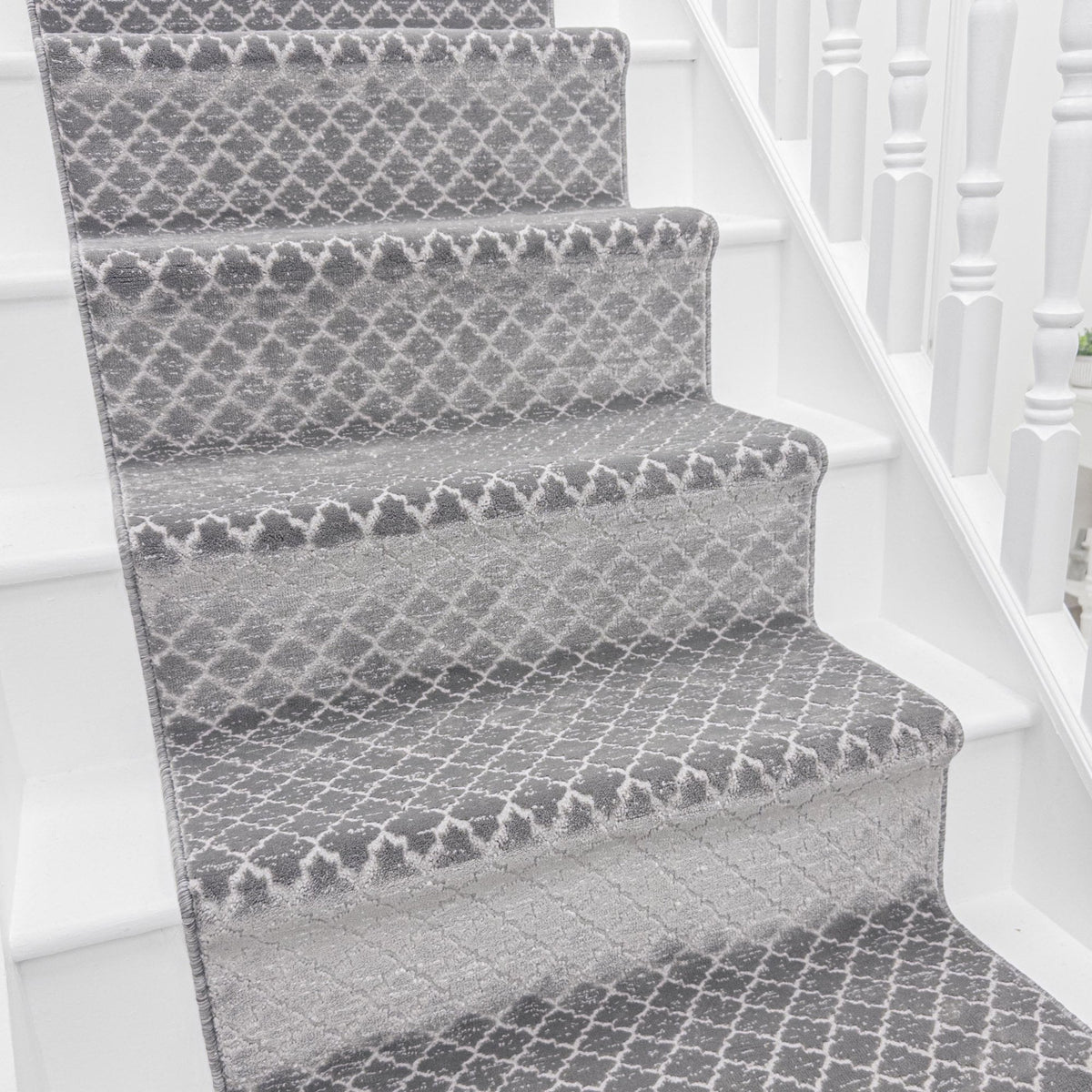 Cavendish Wilton Tile Dove Gray Stair Runner
