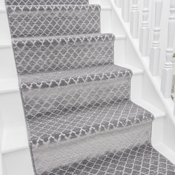 Cavendish Wilton Tile Dove Gray Stair Runner