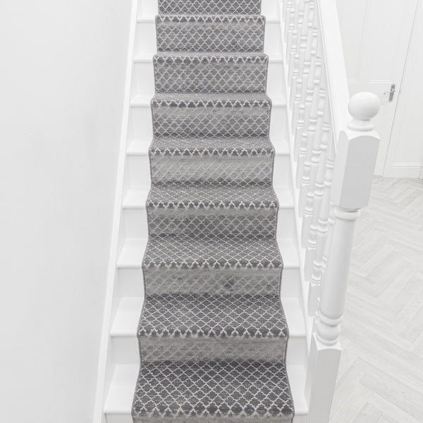 Cavendish Wilton Tile Dove Gray Stair Runner