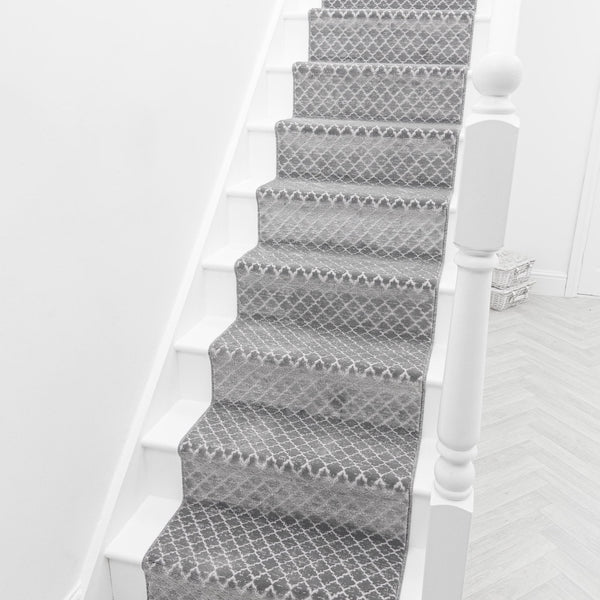 Cavendish Wilton Tile Dove Gray Stair Runner