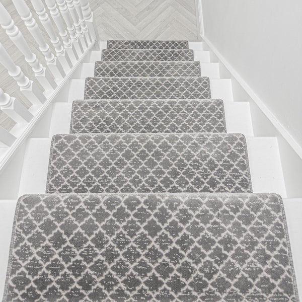 Cavendish Wilton Tile Dove Gray Stair Runner