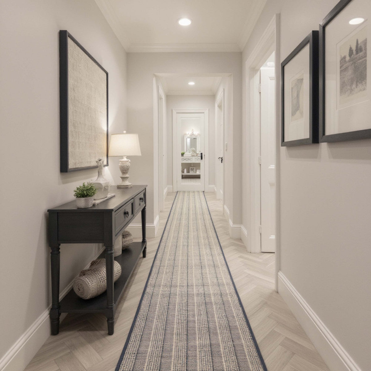 Shazia Stripe Slate Rug Runner