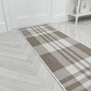 Chequered Beige Hall Runner - 1ft / 2ft