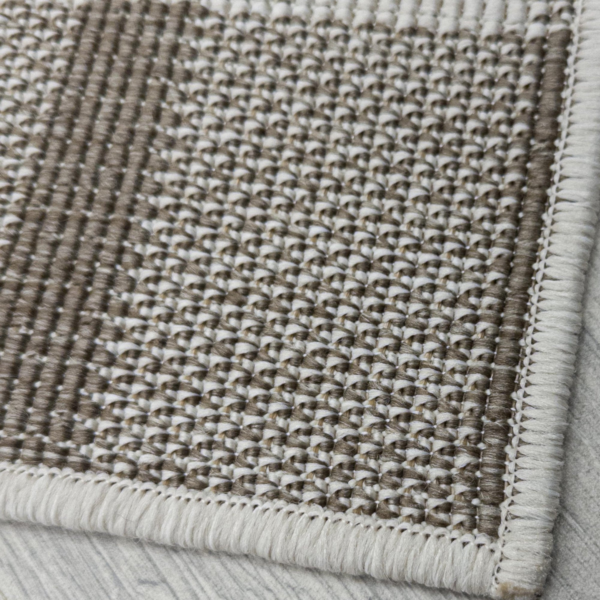 Chequered Beige Hall Runner