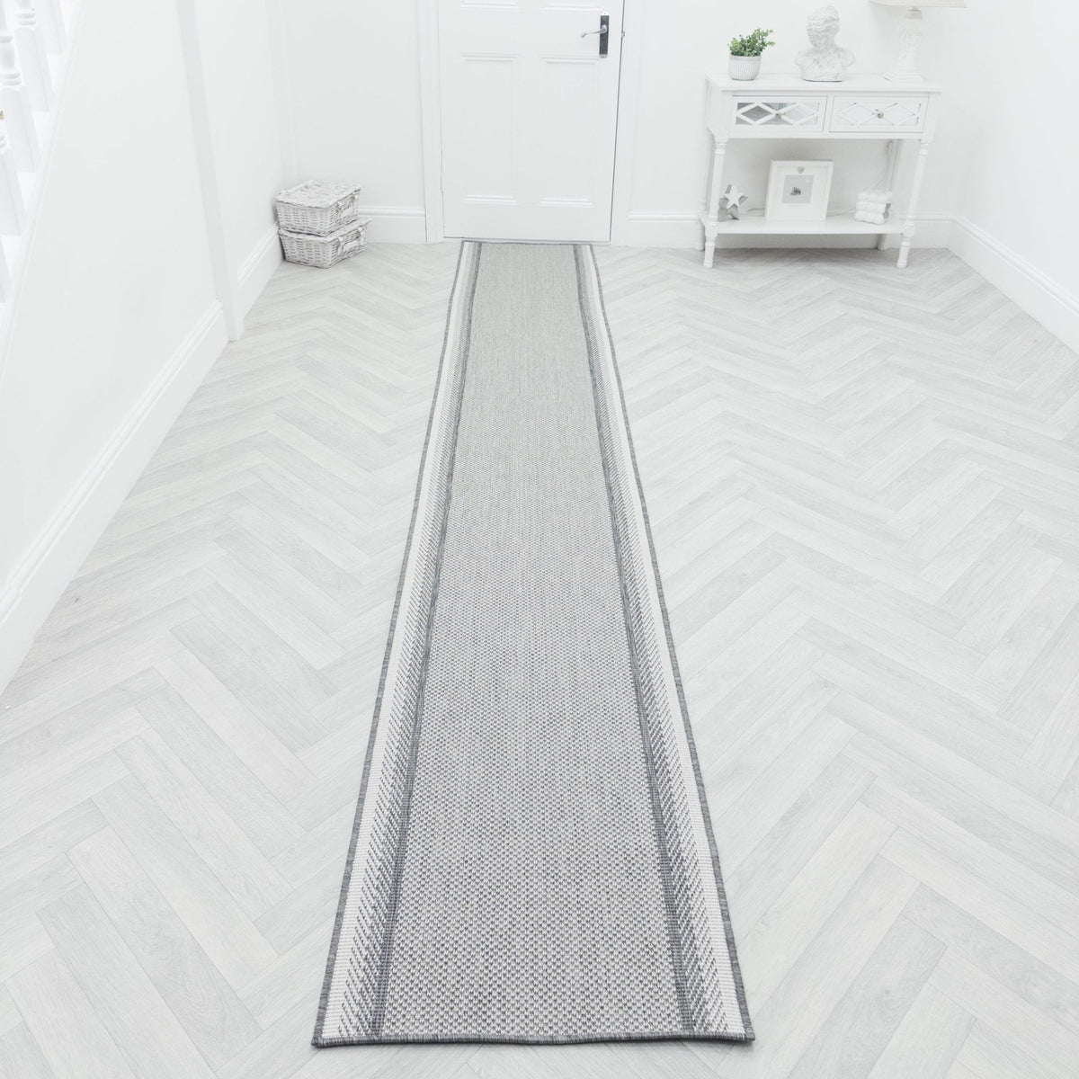 Geo Grey Hall Runner