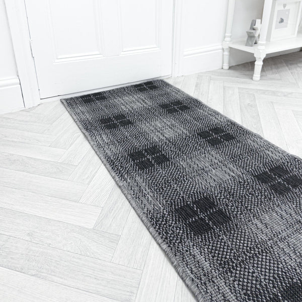 Plaid Black Hall Runner