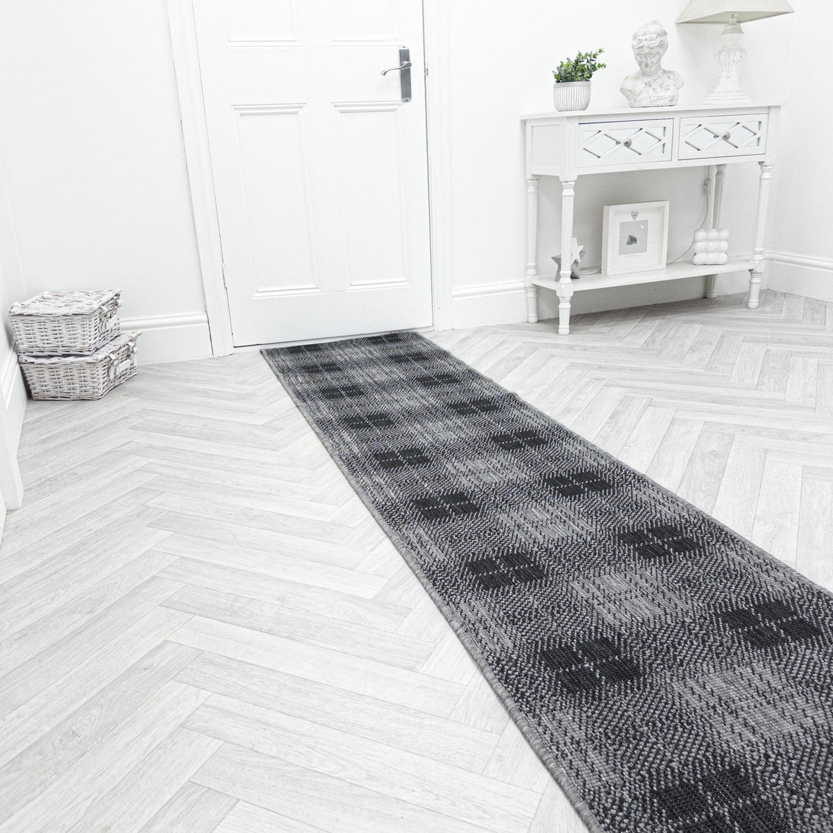 Plaid Black Hall Runner