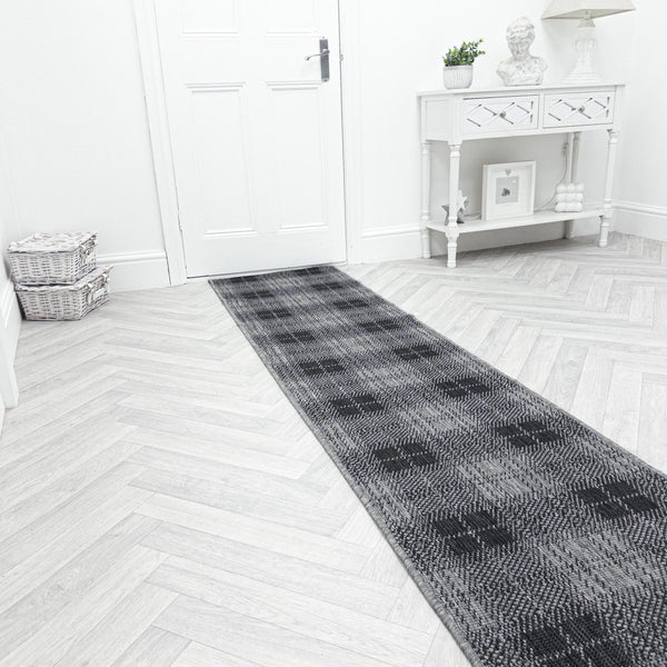 Plaid Black Hall Runner