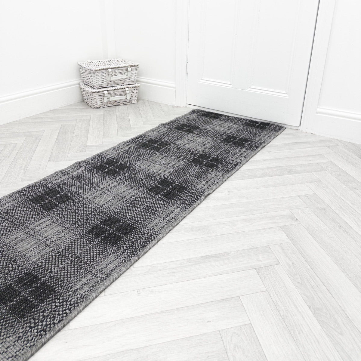Plaid Black Hall Runner