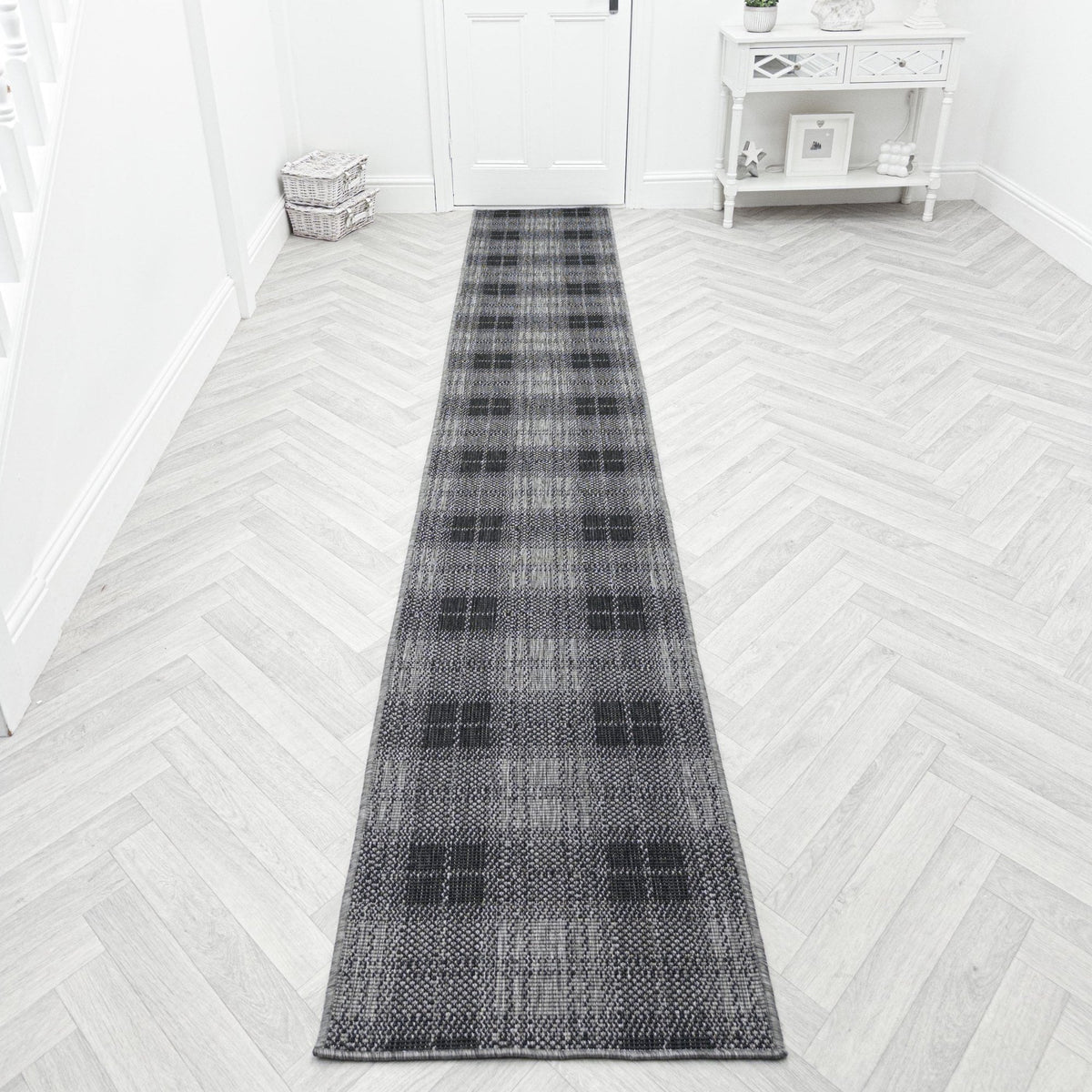 Plaid Black Hall Runner