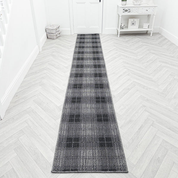 Plaid Black Hall Runner