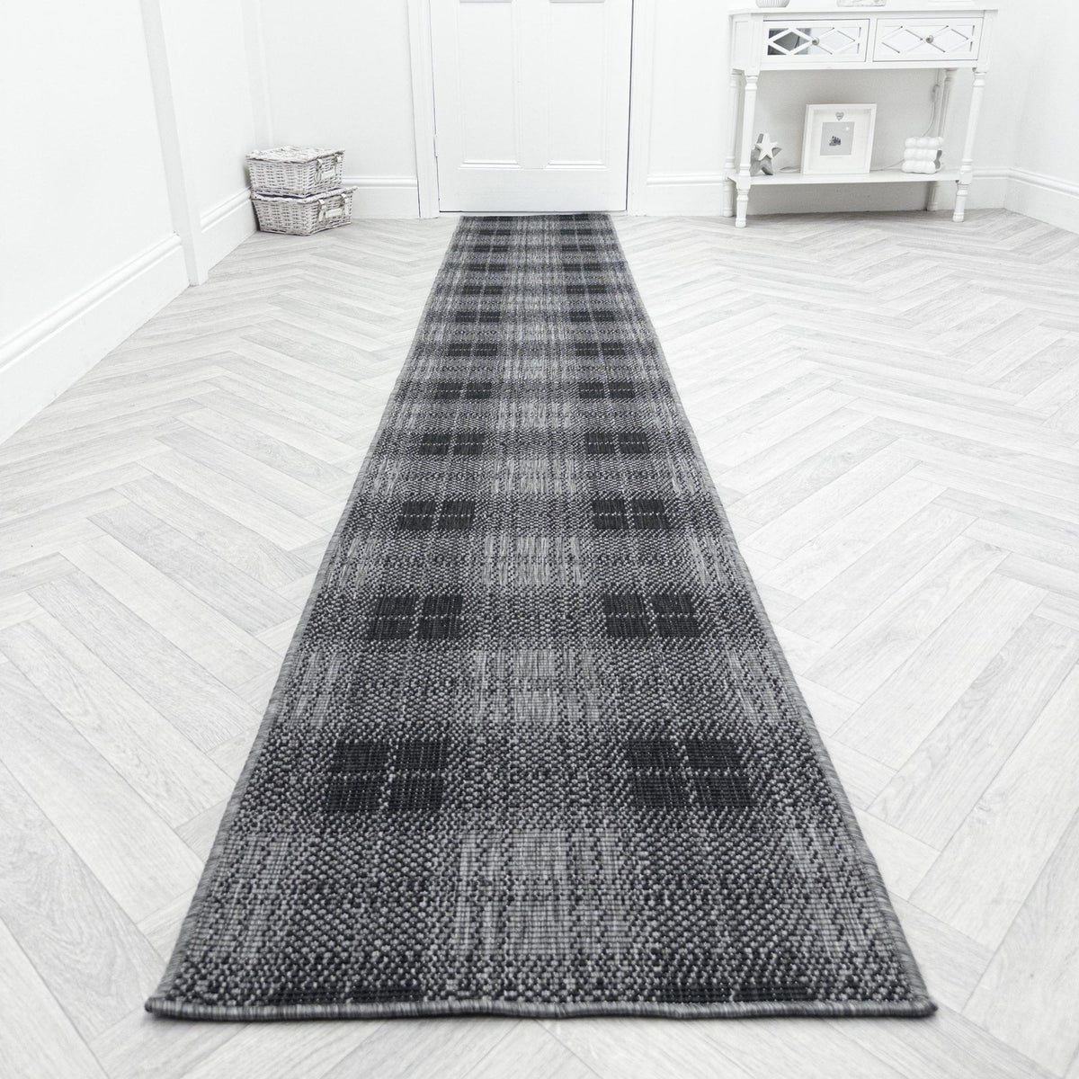 Plaid Black Hall Runner