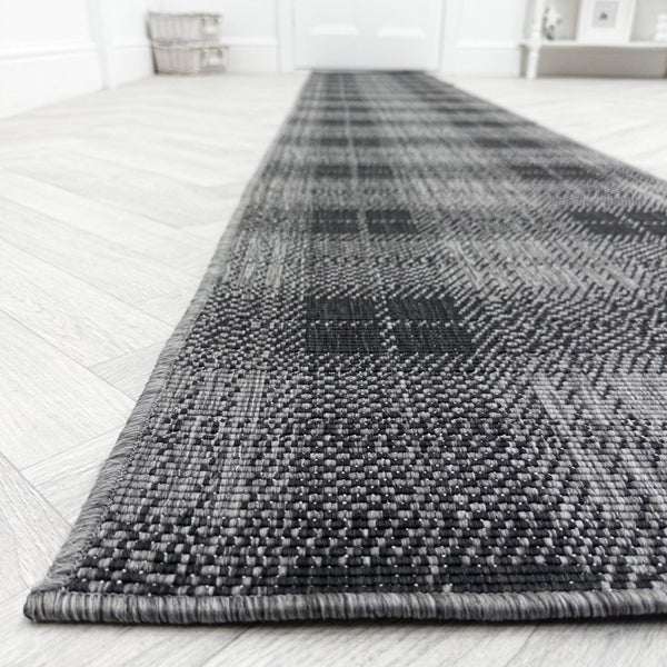 Plaid Black Hall Runner