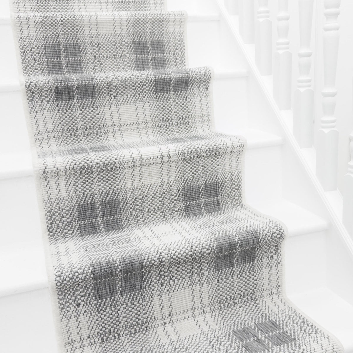 Plaid Gray Stair Runner