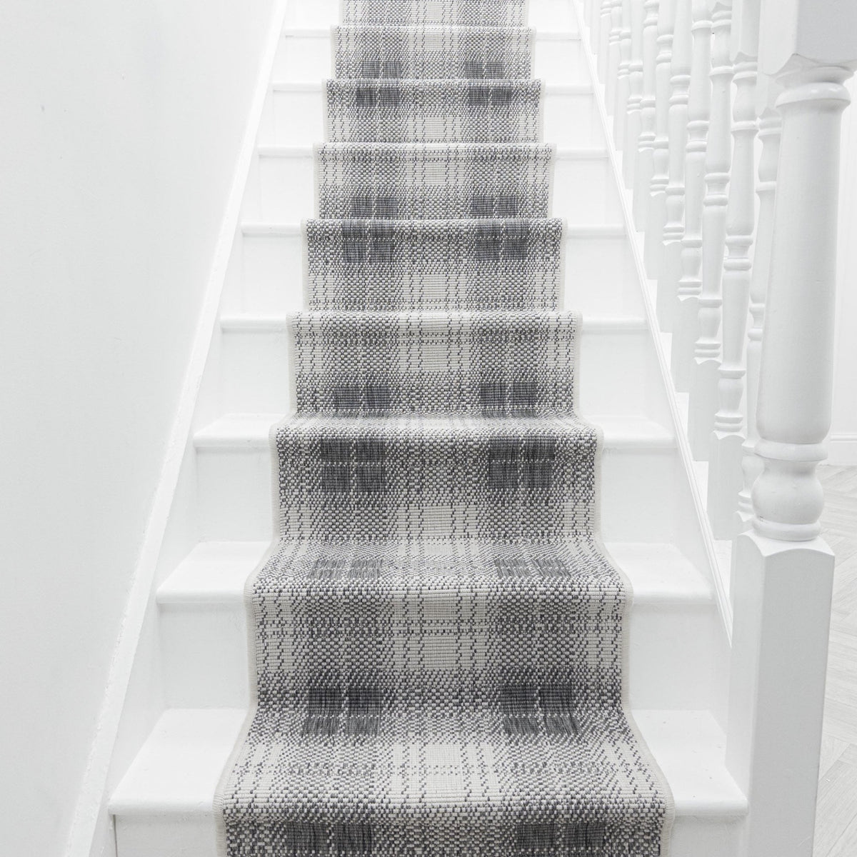 Plaid Gray Stair Runner