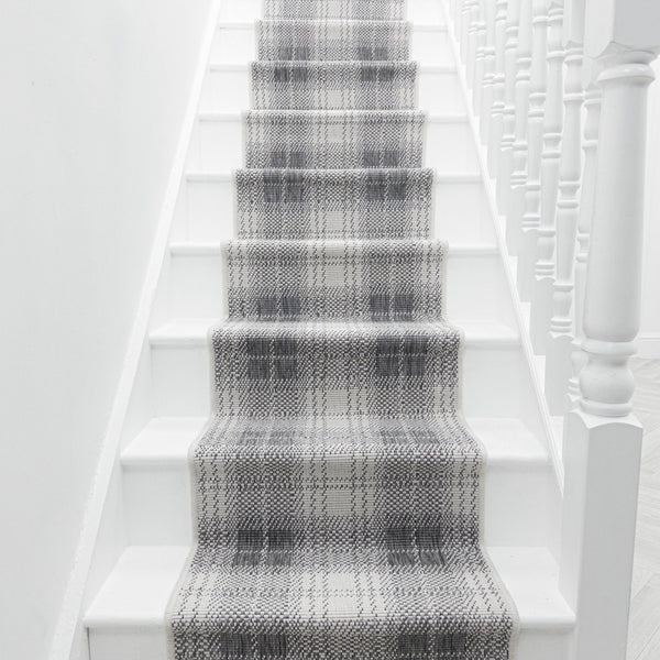Plaid Gray Stair Runner