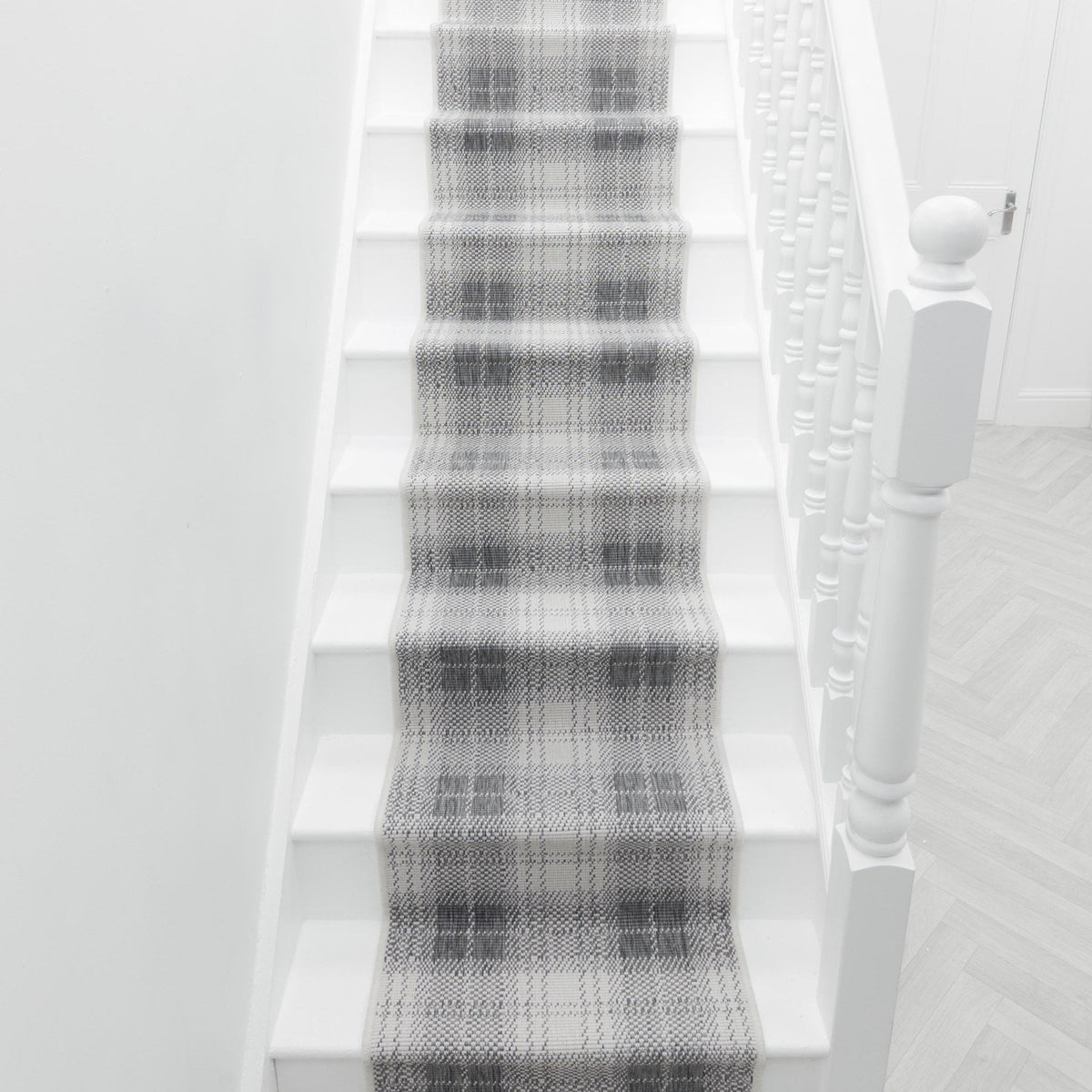Plaid Gray Stair Runner