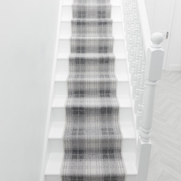 Plaid Gray Stair Runner