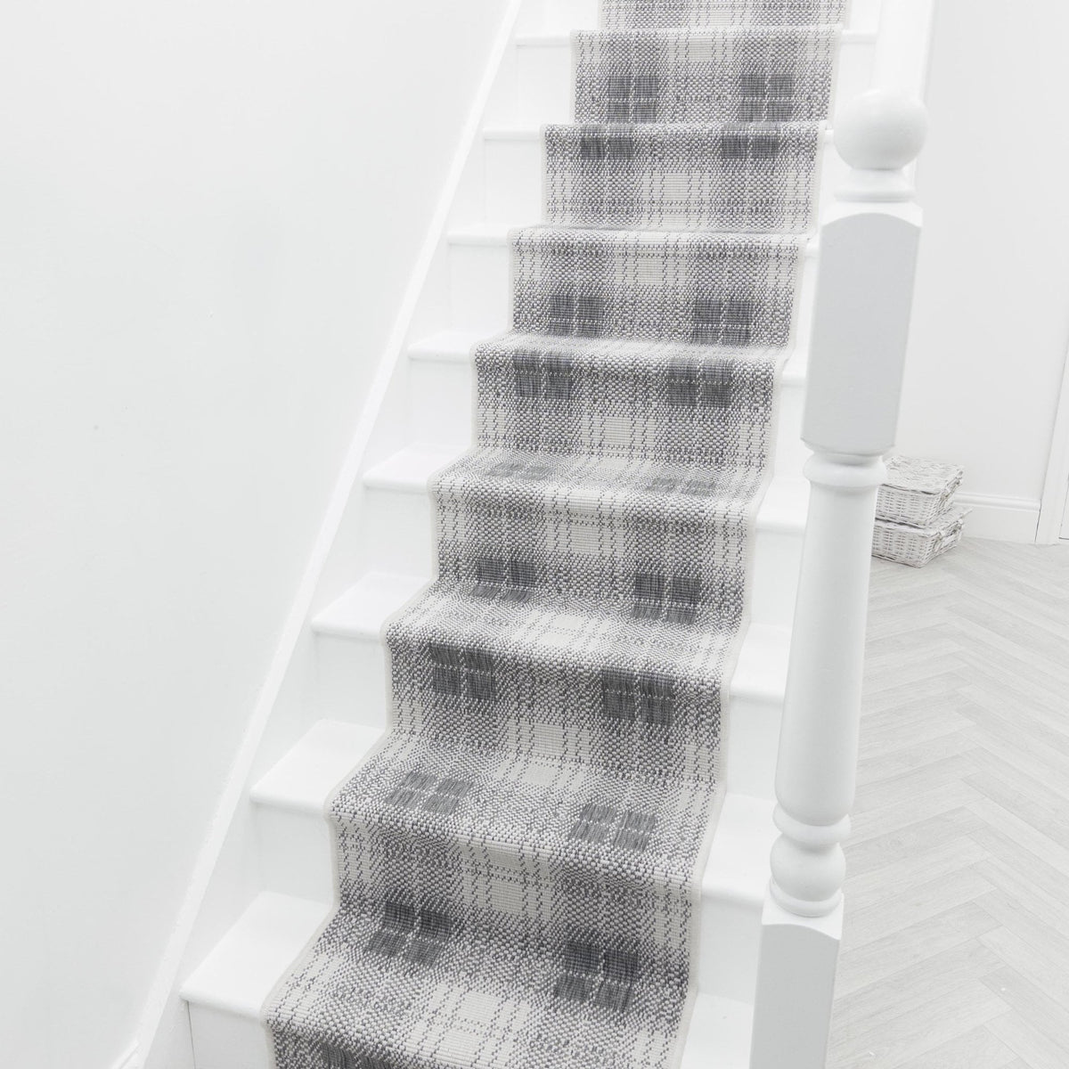 Plaid Gray Stair Runner