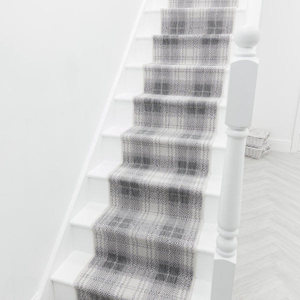 Plaid Gray Stair Runner