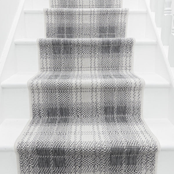 Plaid Gray Stair Runner