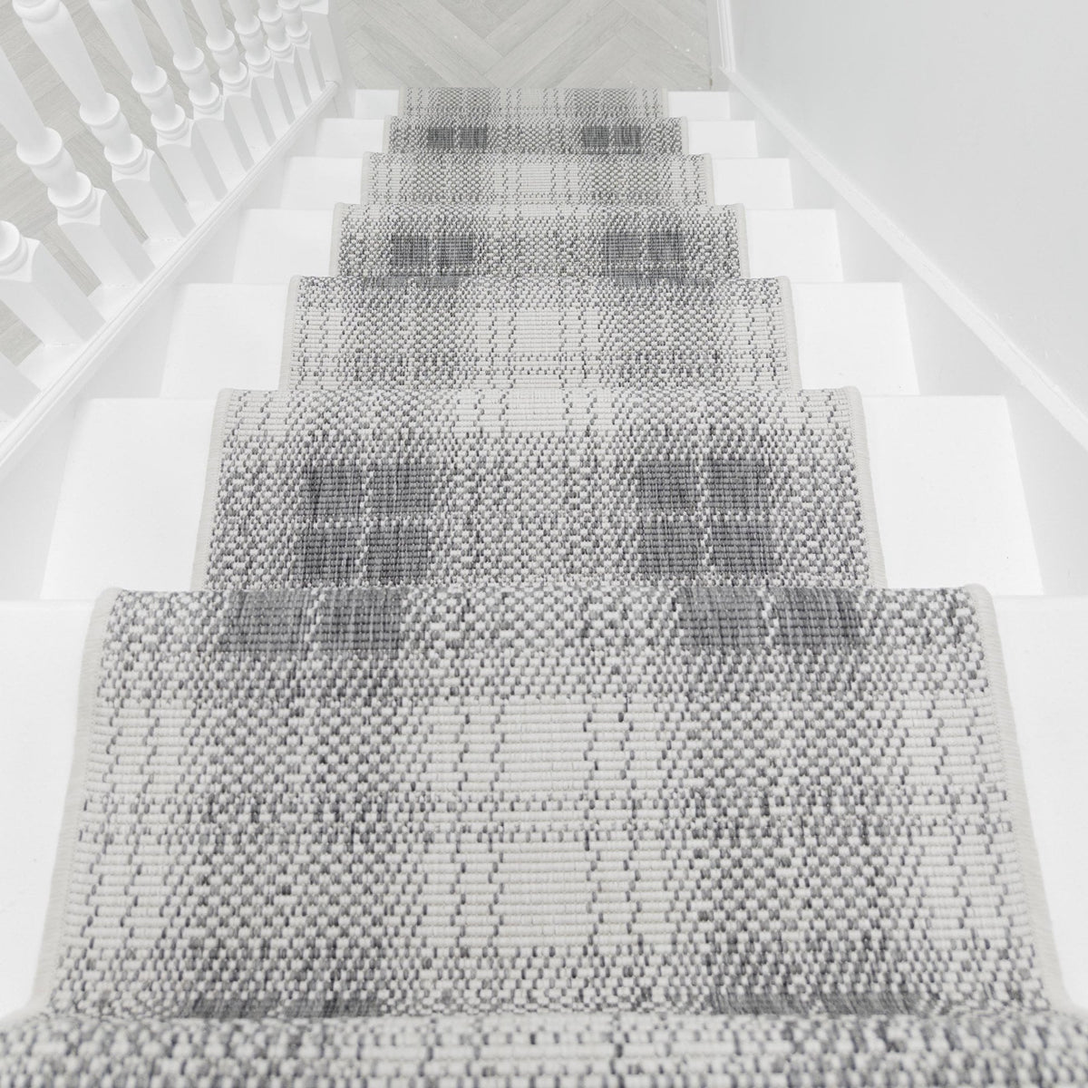 Plaid Gray Stair Runner