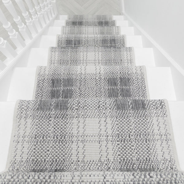 Plaid Gray Stair Runner