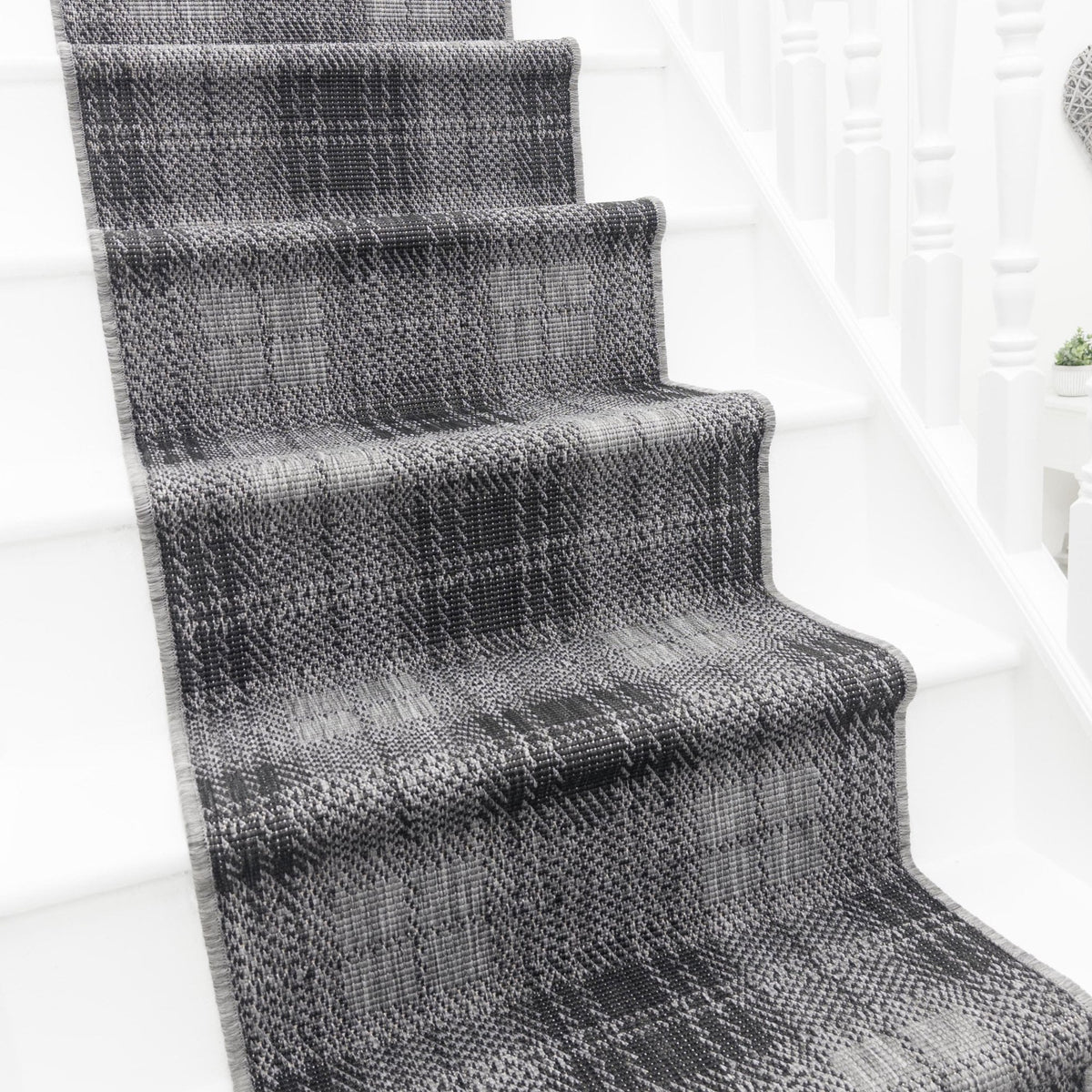 Plaid Black Stair Runner