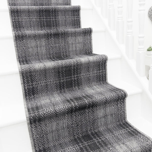 Plaid Black Stair Runner
