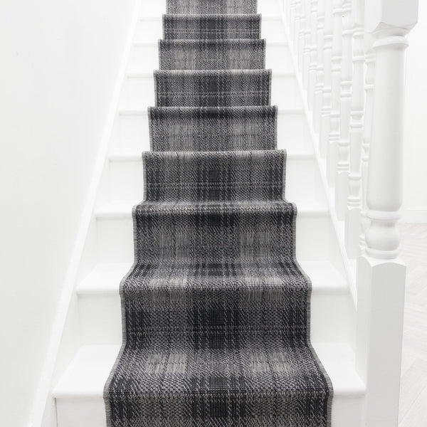 Plaid Black Stair Runner