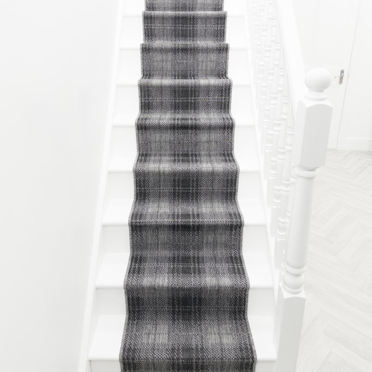 Plaid Black Stair Runner