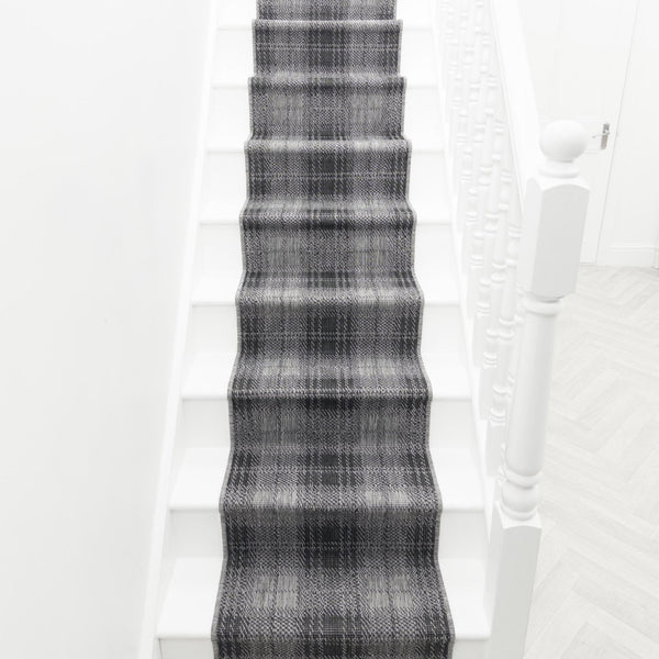 Plaid Black Stair Runner
