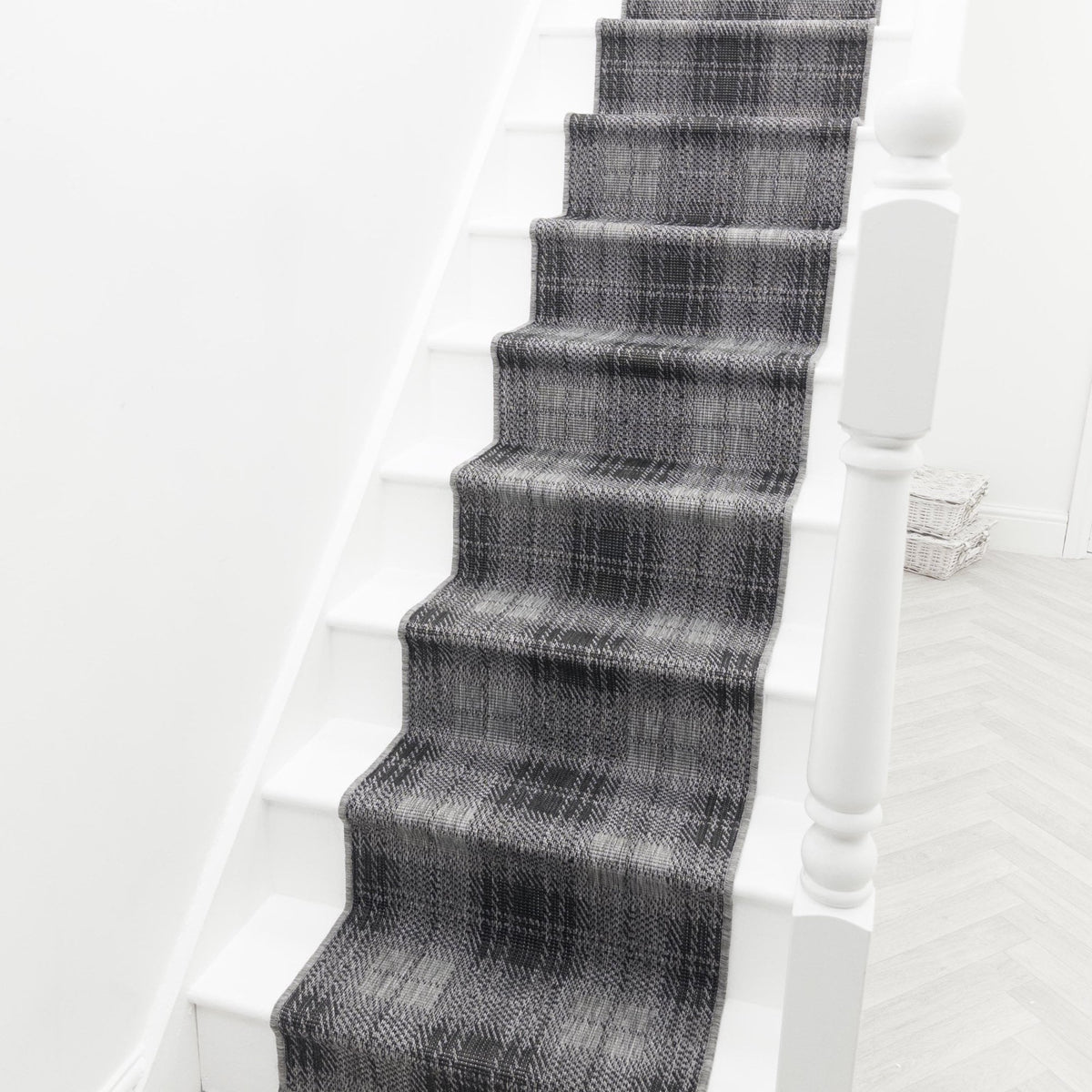Plaid Black Stair Runner
