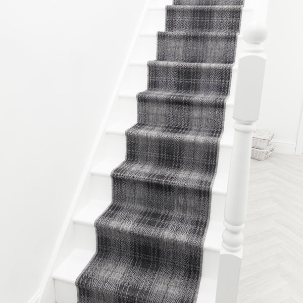 Plaid Black Stair Runner