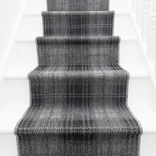 Plaid Black Stair Runner