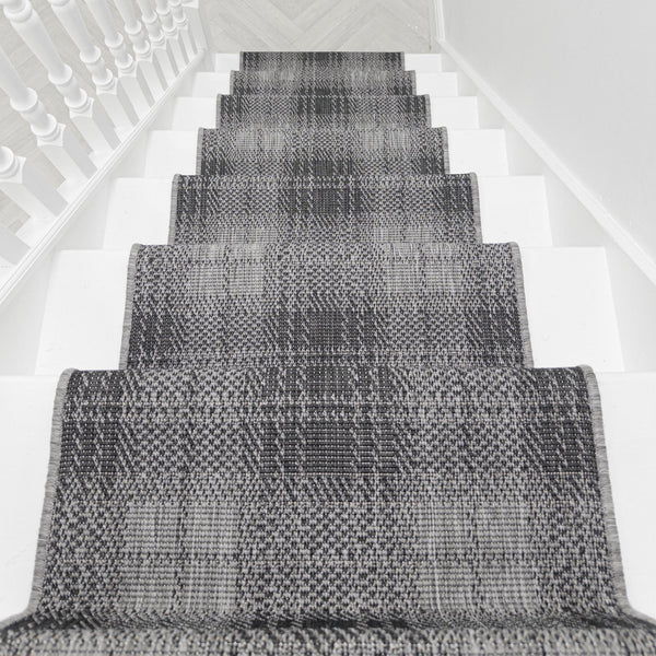 Plaid Black Stair Runner