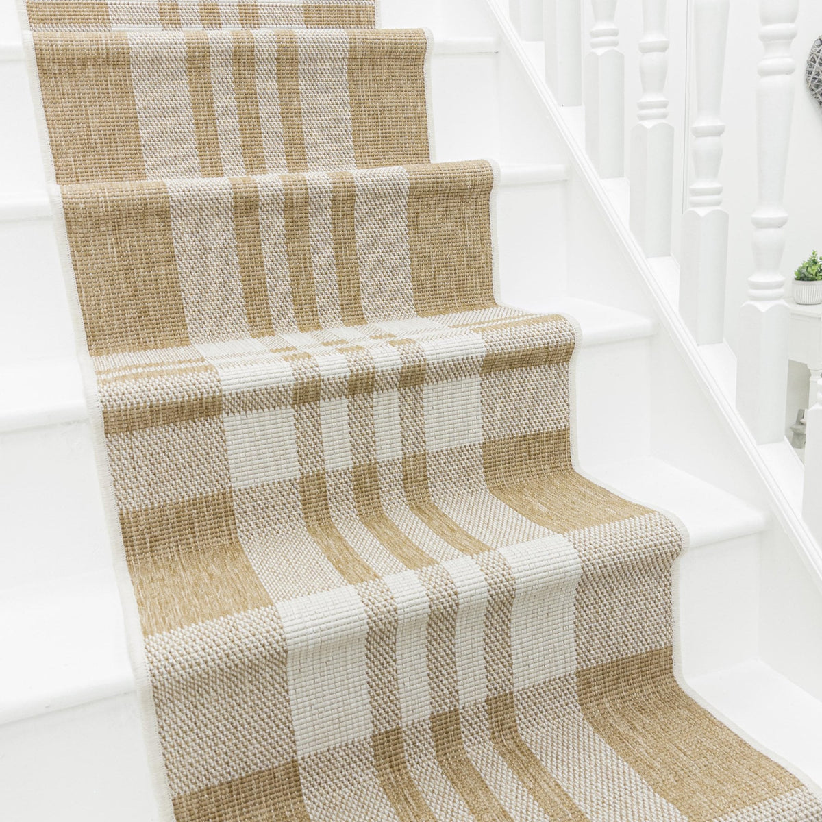 Chequered Brown Stair Runner