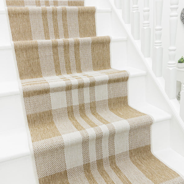 Chequered Brown Stair Runner