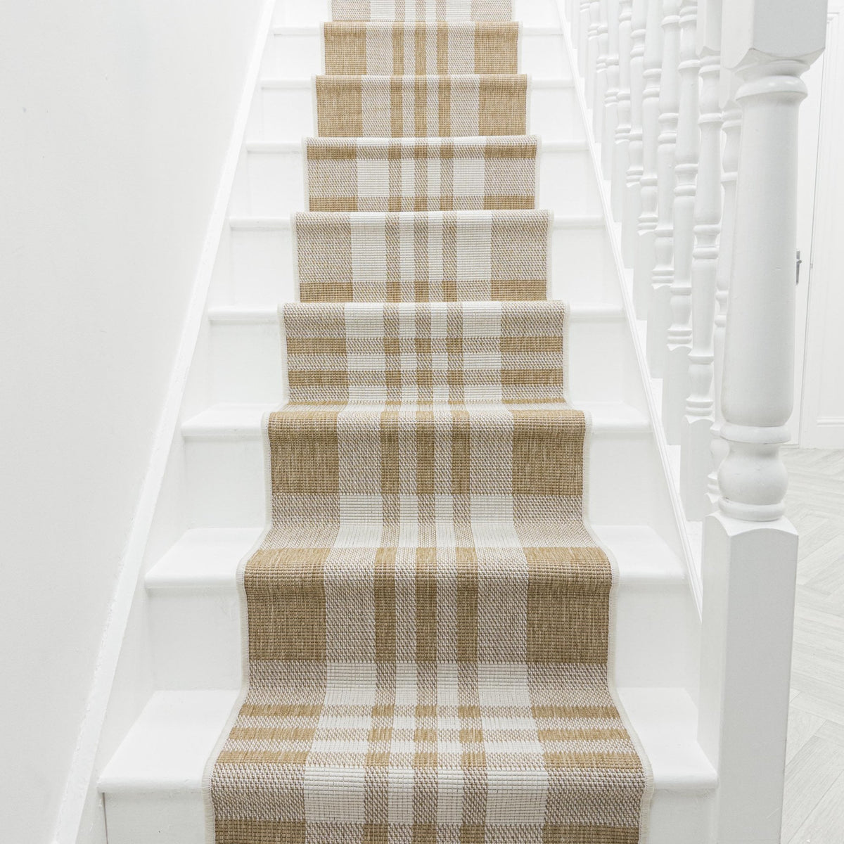 Chequered Brown Stair Runner