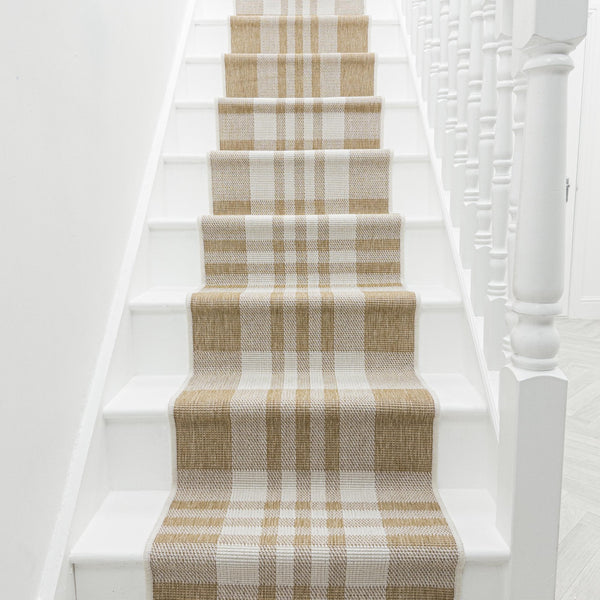 Chequered Brown Stair Runner