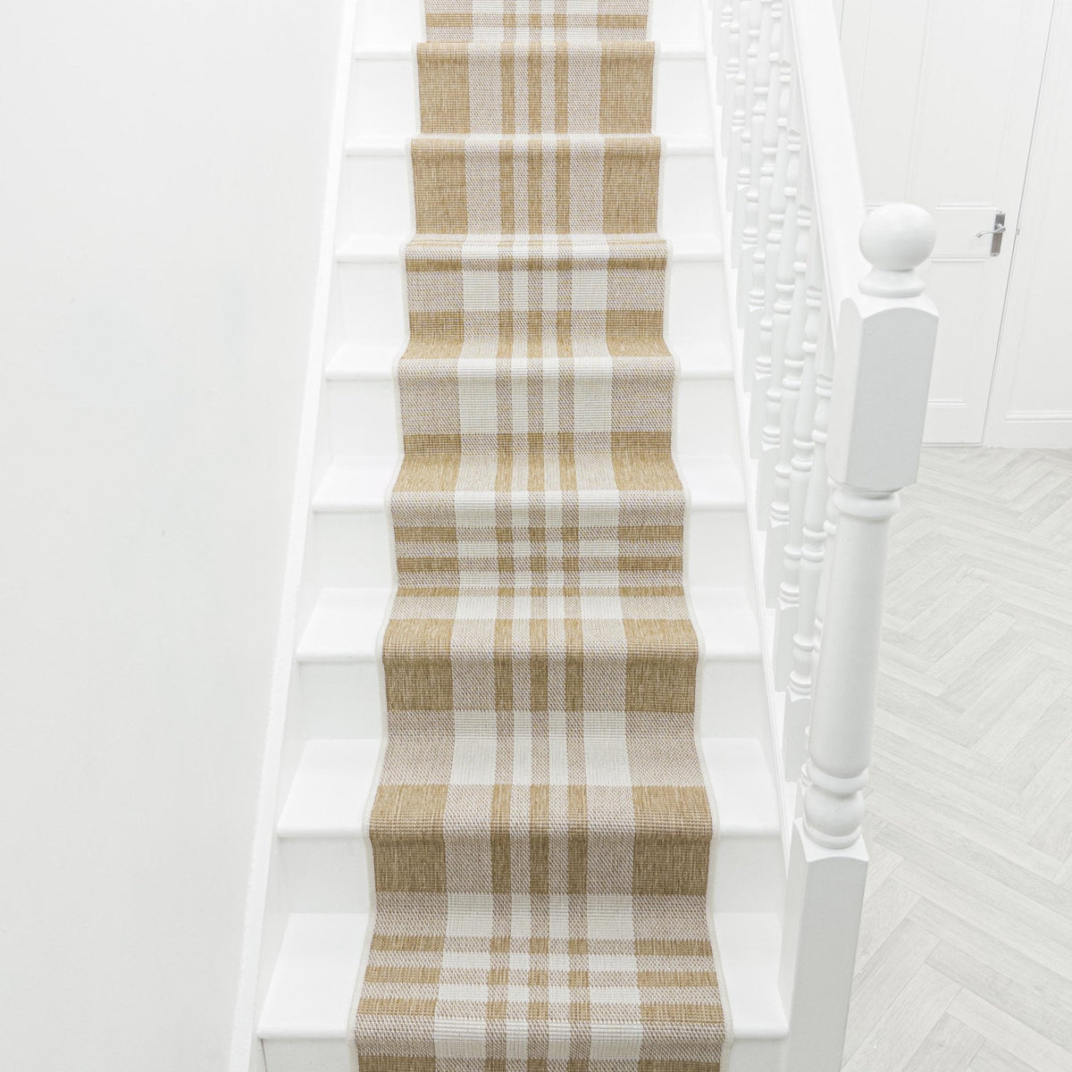 Chequered Brown Stair Runner